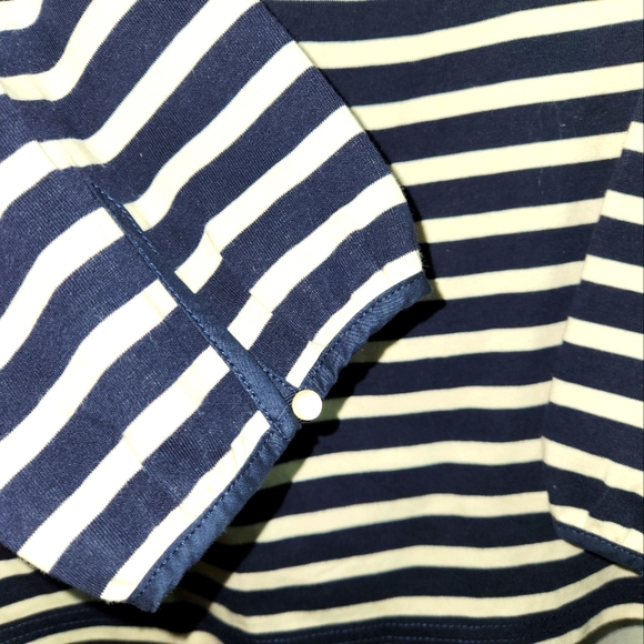J. Crew Peasant Top Striped, Navy & White size S, 100% cotton, keyhole back - Picture 3 of 6
